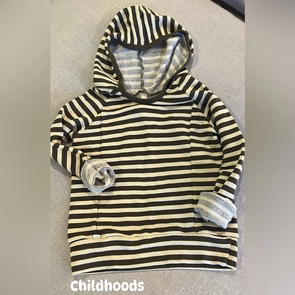 Striped childhoods clothing Hoodie in charcoal‎ and Cream